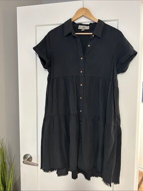 Thread & Supply Black Button-Front dress